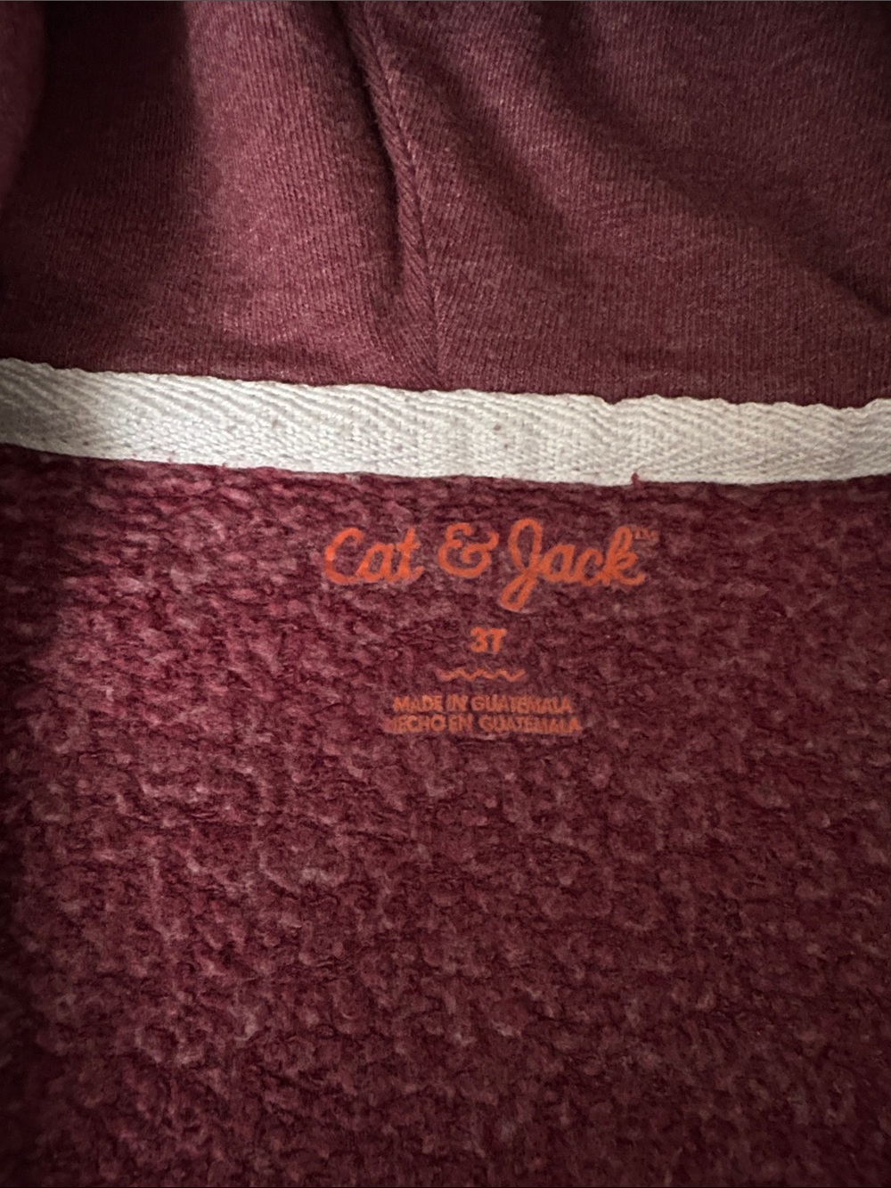 Cat & Jack Maroon Hoodie with Pink Sleeve Panels and Black Leggings - Picture 4 of 9